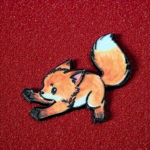 Playful Little Orange Fox Enamel Pin